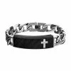 Cheapest ✨ Unbranded Men's Stainless Steel Black Carbon Fiber Cross Bracelet 🧨
