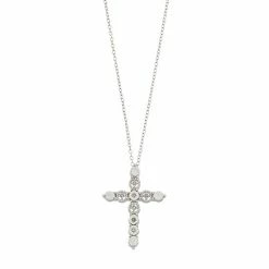 Brand new 😍 Unbranded Sterling Silver Diamond Accent Cross Pendant Necklace 🔔