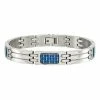 Discount ✨ Unbranded Men's Stainless Steel Blue Carbon Fiber Inlay Bracelet ✔️