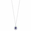 Best deal 🛒 Unbranded Sterling Silver Lab-Created Blue & White Sapphire Halo Pendant Necklace ⭐