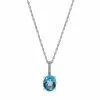 Discount ✨ Unbranded Sterling Silver Blue Topaz & Diamond Accent Oval Pendant 🌟