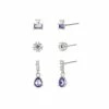 Promo 🎉 Unbranded Power Of Color Blue Cubic Zirconia Multi Stud & Drop Earring Trio Set 😀