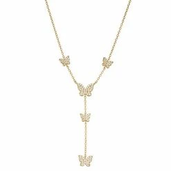 Cheap 🥰 Unbranded 18k Gold Over Silver Cubic Zirconia Butterfly Y Necklace 🎁