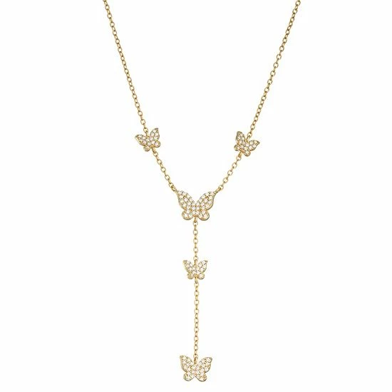 Cheap 🥰 Unbranded 18k Gold Over Silver Cubic Zirconia Butterfly Y Necklace 🎁