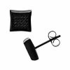 Coupon ⭐ Unbranded Men's Black Stainless Steel Black Cubic Zirconia Square Stud Earrings ⭐