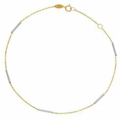 Best deal 🔥 Unbranded Two Tone 10k Gold Tube Station Link Anklet 🧨