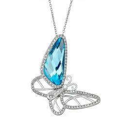 New 😀 Unbranded Sterling Silver Blue Butterfly Pendant Necklace 🥰