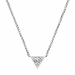 Best Sale 👍 Unbranded Sterling Silver 1/8 Carat T.W. Diamond Triangle Necklace 👏