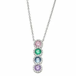 Best Pirce 🥰 Unbranded Sterling Silver Rainbow Cubic Zirconia Pendant Necklace 👍