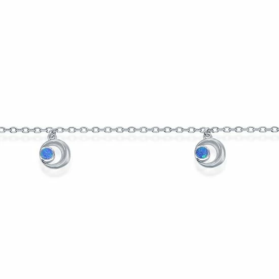 Best deal ๐ Unbranded Sterling Silver & Lab-Created Blue Opal Crescent Moon Anklet ๐ฅฐ - Image 2