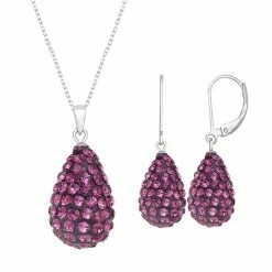 Best Pirce 🎉 Unbranded Silver Tone Briolette Drop Earring & Necklace Set Purple ✨