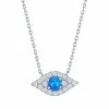 Coupon 🔥 Unbranded Sterling Silver Lab-Created Blue Opal & Cubic Zirconia Evil Eye Necklace 😉