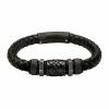 Cheap 💯 Unbranded Men's Black Stainless Steel Braided Black Leather Bracelet 🔔