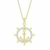 Coupon 😍 Unbranded 14k Gold Over Silver Cubic Zirconia Anchor & Ship Wheel Necklace ✔️