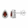 Best Pirce 👍 Unbranded Sterling Silver Pear Shaped Genuine Garnet Diamond Accent Stud Earrings 👏