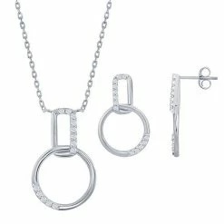 Brand new 🌟 Unbranded Sterling Silver Cubic Zirconia Door Knocker Earring & Necklace Set 🤩