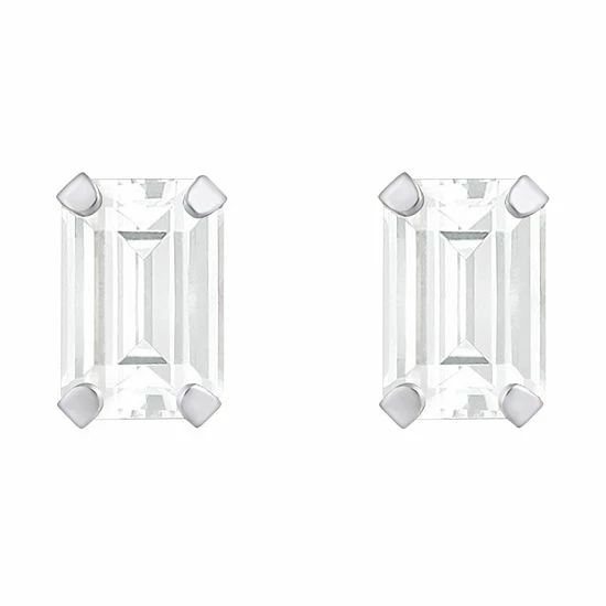 Best deal ๐ Unbranded 10k Gold Emerald Cut White Topaz Stud Earrings Yellow ๐งจ - Image 2