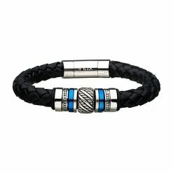 Best Pirce 👏 Unbranded Men's Black Braided Leather Beaded Bracelet 🎉