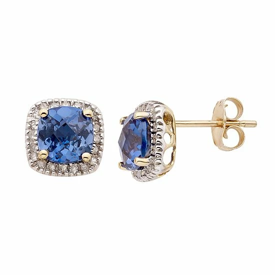 Best reviews of ❤️ Unbranded 10k Gold Lab-Created Sapphire & 1/6 Carat T.W. Diamond Halo Stud Earrings Rose ✨ - Image 3