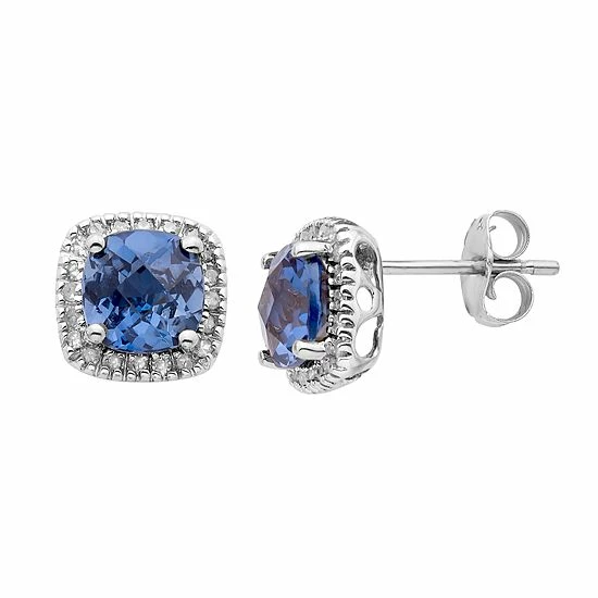 Best reviews of ❤️ Unbranded 10k Gold Lab-Created Sapphire & 1/6 Carat T.W. Diamond Halo Stud Earrings Rose ✨ - Image 4