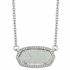 Top 10 🛒 Unbranded Sterling Silver Lab-Created Opal & Lab-Created White Sapphire Necklace ⭐