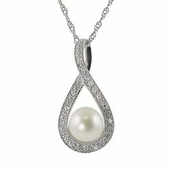 Buy 😉 Unbranded Sterling Silver Freshwater Cultured Pearl & Diamond Accent Teardrop Pendant ✔️