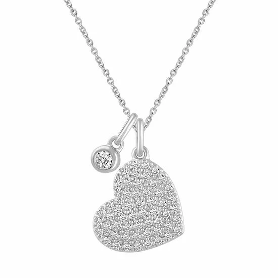 Cheapest ❤️ Unbranded Sterling Silver 1/3 Carat T.W. Diamond Heart Pendant Necklace 👍