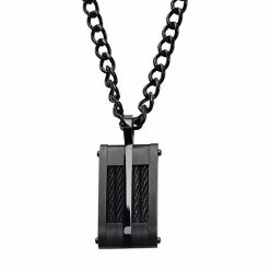 Best deal ⭐ Unbranded Men's Stainless Steel Black Ion Plated 🐕 Dog Tag Pendant Necklace ✔️