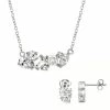 Deals 💯 Unbranded Sterling Silver Cubic Zirconia Cluster Stud Earrings & Pendant Necklace Set ✨