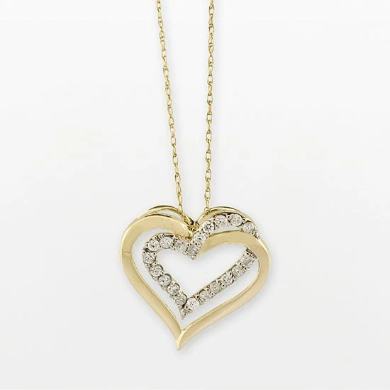 Wholesale 😍 Unbranded 10k Gold 1/4-ct. T.W. Diamond Double-Heart Pendant 🔥