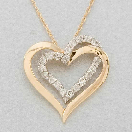 Wholesale 😍 Unbranded 10k Gold 1/4-ct. T.W. Diamond Double-Heart Pendant 🔥 - Image 3