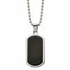 Wholesale 👍 Unbranded Men's Stainless Steel Black Agate Inlay 🐶 Dog Tag Necklace 🥰