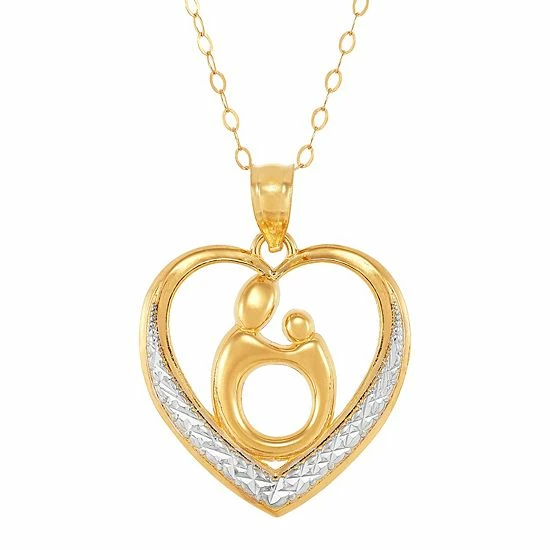 Promo โค๏ธ Unbranded 10k Gold ๐ฉ Mother & Child Heart Pendant Necklace ๐
