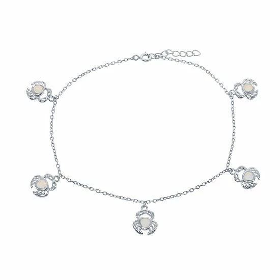 Brand new ⭐ Unbranded Sterling Silver Lab-Created Blue Opal Crab Anklet ✨