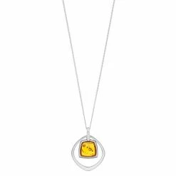 Outlet 🎁 Unbranded Sterling Silver Amber Geometric Pendant Necklace 😉
