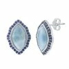 Cheapest ❤️ Unbranded Sterling Silver Marquise Larimar & Lab-Created Sapphire Earrings 🎉