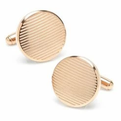 Best Sale ✔️ Unbranded Men's Rose Gold Line Stainless Steel Cuff Links 💯