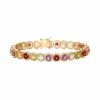 Deals ⭐ Unbranded 14k Gold Over Silver Gemstone Halo Link Bracelet 😀