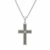Promo 😀 Unbranded Diamond Accent Stainless Steel & Carbon Fiber Cross Pendant Necklace - Men 🤩