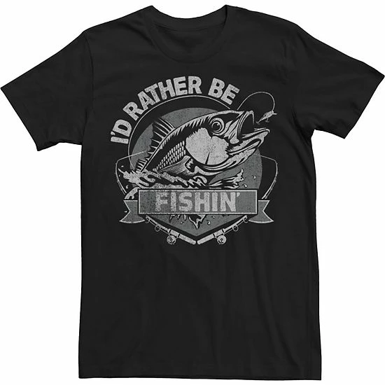 Cheap 🥰 Unbranded Big & Tall Fifth Sun Just Fish Outdoor Tee Black ⌛