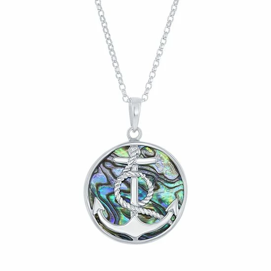 Outlet ๐ Unbranded Sterling Silver Anchor Pendant Necklace Abalone ๐ - Image 5