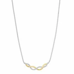 Wholesale 👍 Unbranded Two Tone Sterling Silver 1/4 Carat T.W. Diamond Infinity Necklace 💯
