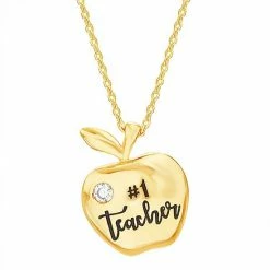 Top 10 😍 Unbranded 14k Gold Over Silver "#1 Teacher" Apple Teacher Appreciation Pendant Necklace 🔥