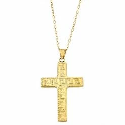 New 😉 Unbranded 10k Gold Greek Key Cross Pendant ⌛