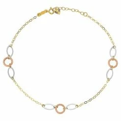 Best Pirce 👍 Unbranded 14k Gold Tri-Color Circle & Oval Anklet ⌛