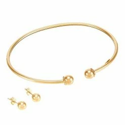 Best reviews of 😍 Unbranded 10k Gold Cuff Bangle Bracelet & Ball Stud Earrings Set 🎁