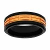 Discount 🔥 Unbranded Men's Black & Orange Stainless Steel Treaded Wedding Band ✨