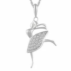 Outlet 🌟 Unbranded Sterling Silver 1/10 Carat T.W. Diamond Ballerina Pendant Necklace ⭐