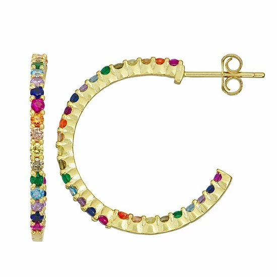 Wholesale ๐ฏ Unbranded 18k Gold Over Silver Multicolor Cubic Zirconia Hoop Earrings โ๏ธ