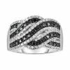Hot Sale 🥰 Unbranded Sterling Silver 1/2 Carat T.W. Black & White Diamond Twist Ring ⭐